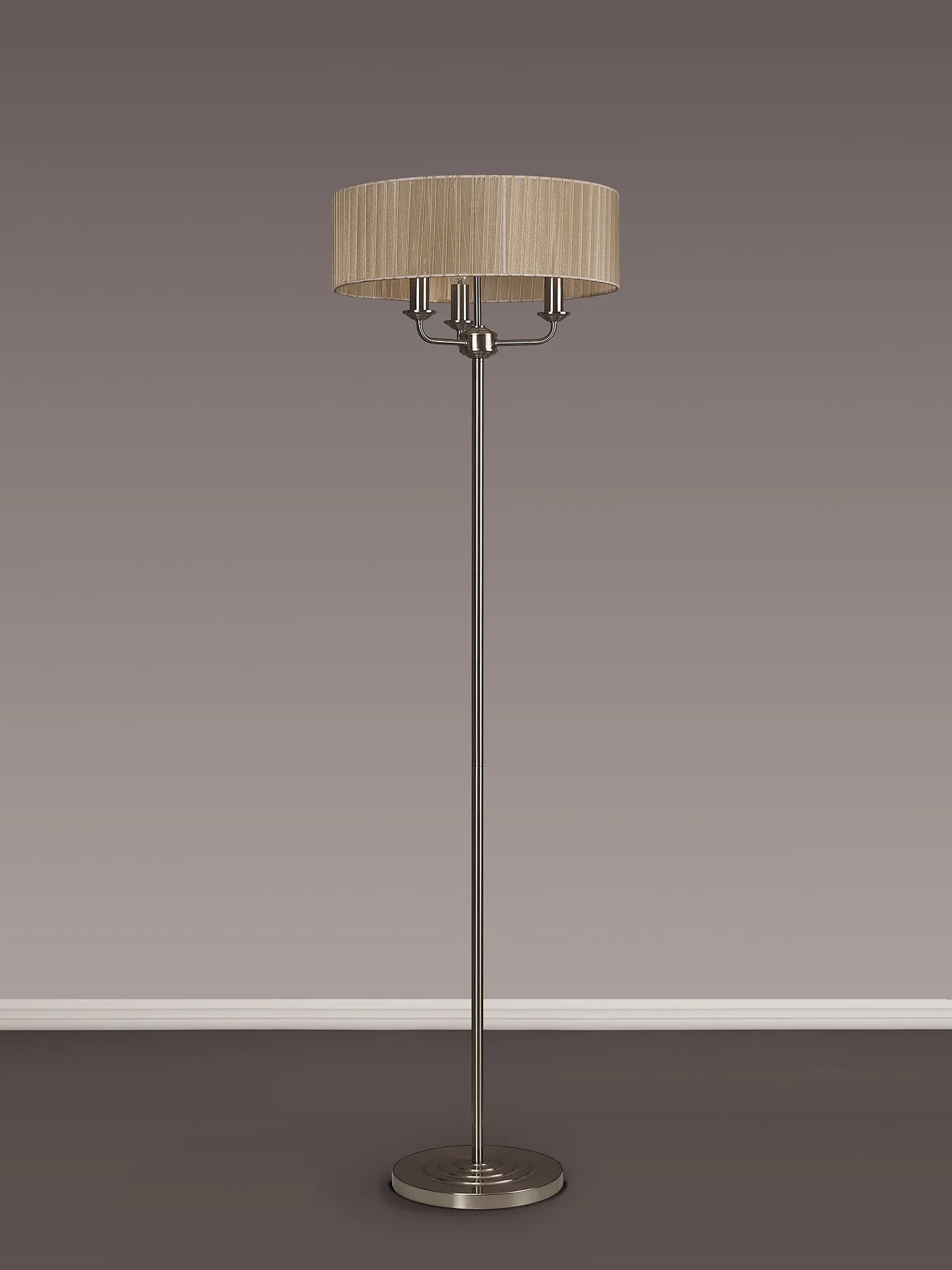 Banyan 45cm 3 Light Floor Lamp Satin Nickel, Soft Bronze DK0929  Deco Banyan SN SB